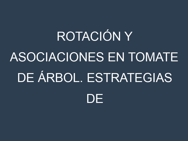 Rotación y Asociaciones en Tomate de árbol. Estrategias de rotación y Beneficios de las asociaciones de cultivos.