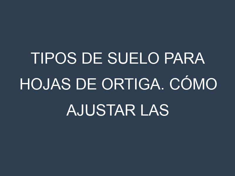 Tipos de suelo para Hojas de ortiga. Cómo ajustar las condiciones del suelo.