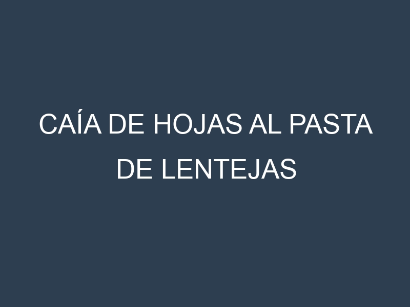 Caía de hojas al Pasta de lentejas