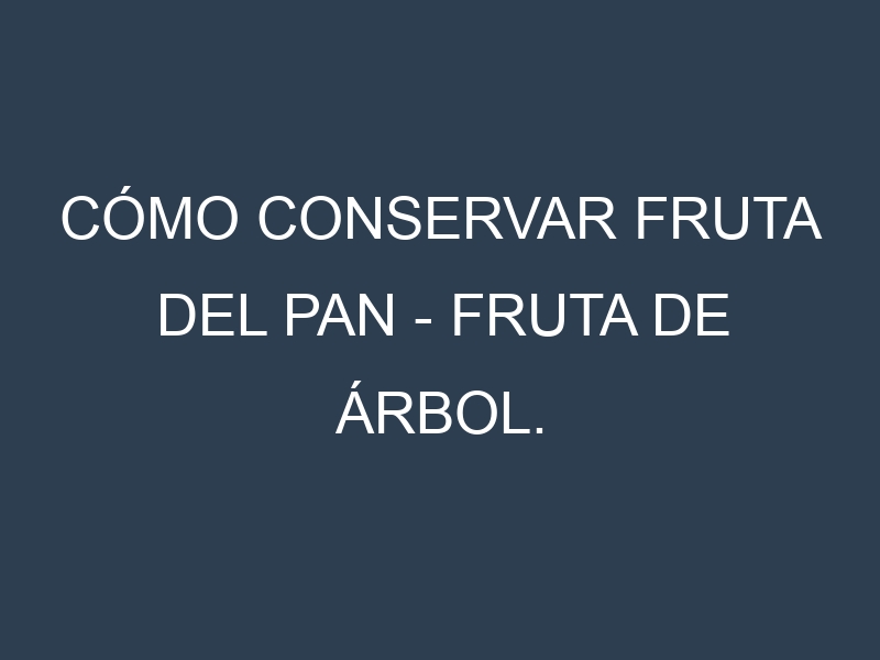 Cómo conservar Fruta del pan – Fruta de árbol.