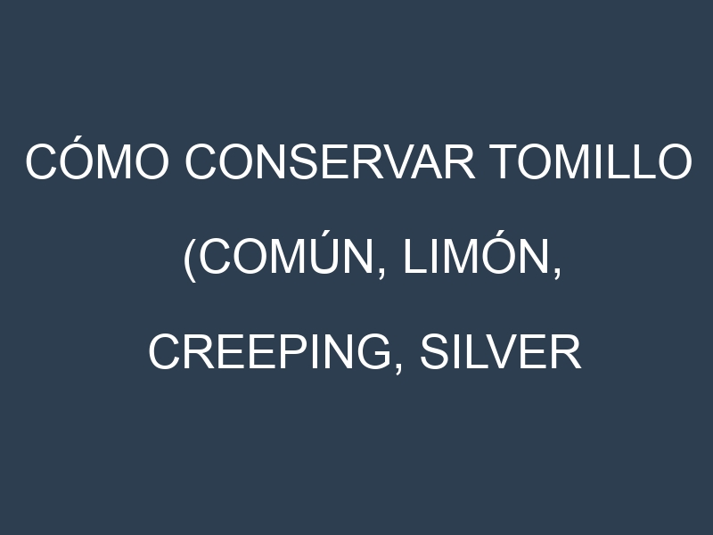 Cómo conservar Tomillo (Común, Limón, Creeping, Silver Queen).