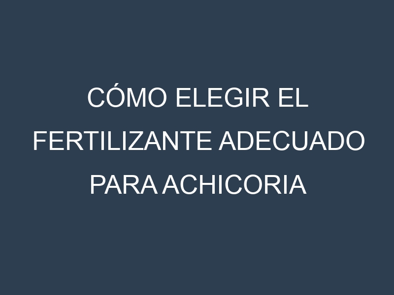 Cómo Elegir el Fertilizante Adecuado para Achicoria (Chicory, endive)