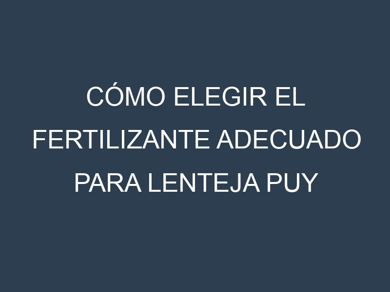 Cómo Elegir el Fertilizante Adecuado para Lenteja puy