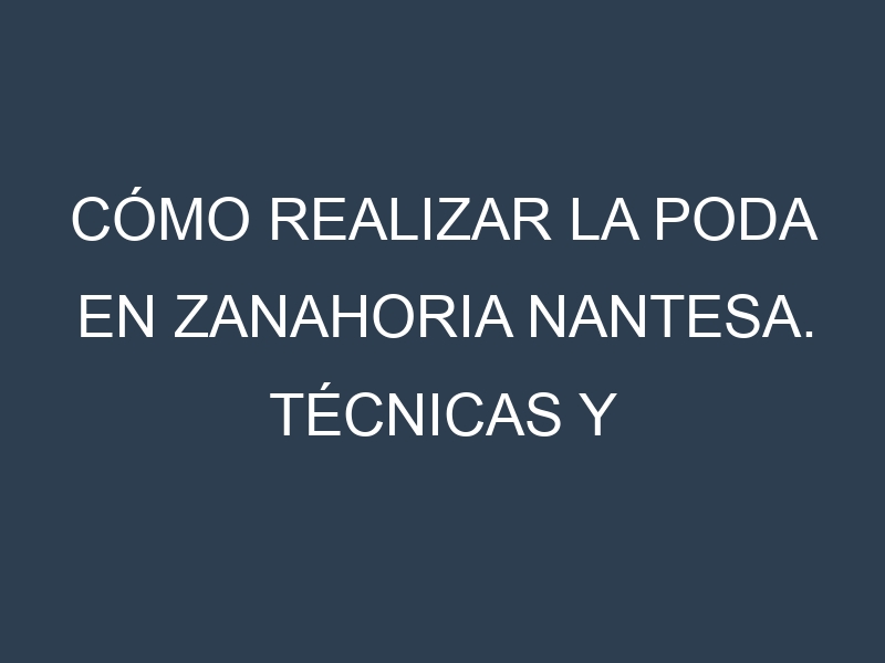 Cómo Realizar la Poda en Zanahoria nantesa. Técnicas y Poda de formación.