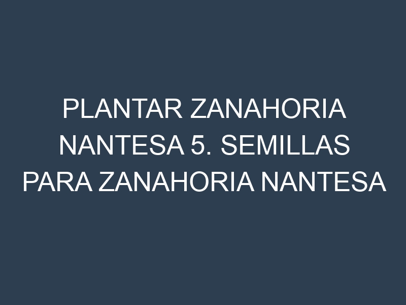 Plantar Zanahoria Nantesa 5. Semillas para Zanahoria Nantesa 5. Enfermedades Zanahoria Nantesa 5.