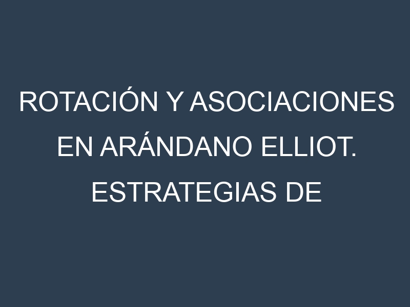 Rotación y Asociaciones en Arándano Elliot. Estrategias de rotación y Beneficios de las asociaciones de cultivos.