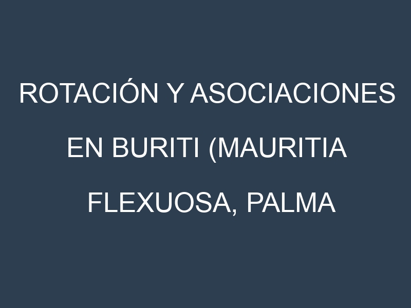 Rotación y Asociaciones en Buriti (Mauritia flexuosa, Palma real, Aguaje, Miriti, Aguajito). Estrategias de rotación y Beneficios de las asociaciones de cultivos.