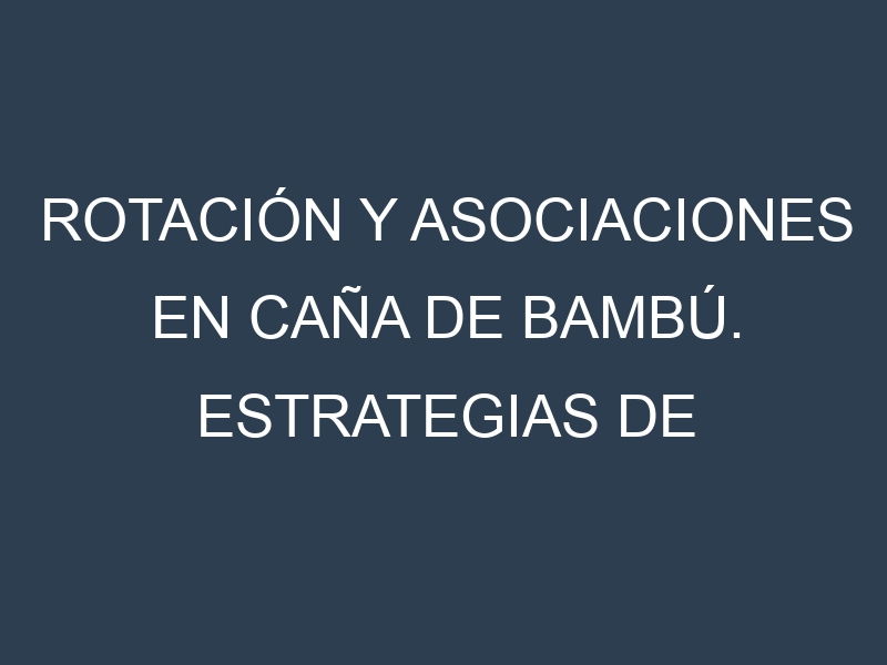 Rotación y Asociaciones en Caña de bambú. Estrategias de rotación y Beneficios de las asociaciones de cultivos.