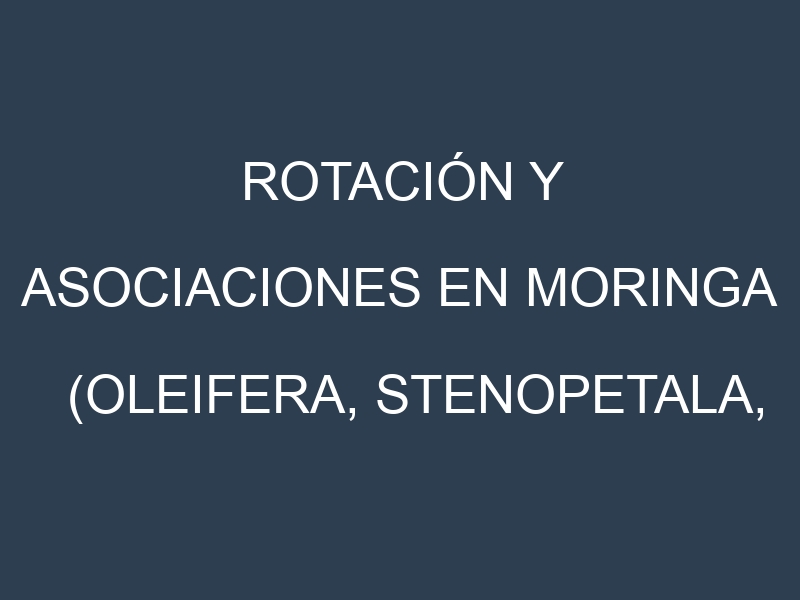 Rotación y Asociaciones en Moringa (Oleifera, Stenopetala, Peregrina, Concanensis, Arborea). Estrategias de rotación y Beneficios de las asociaciones de cultivos.