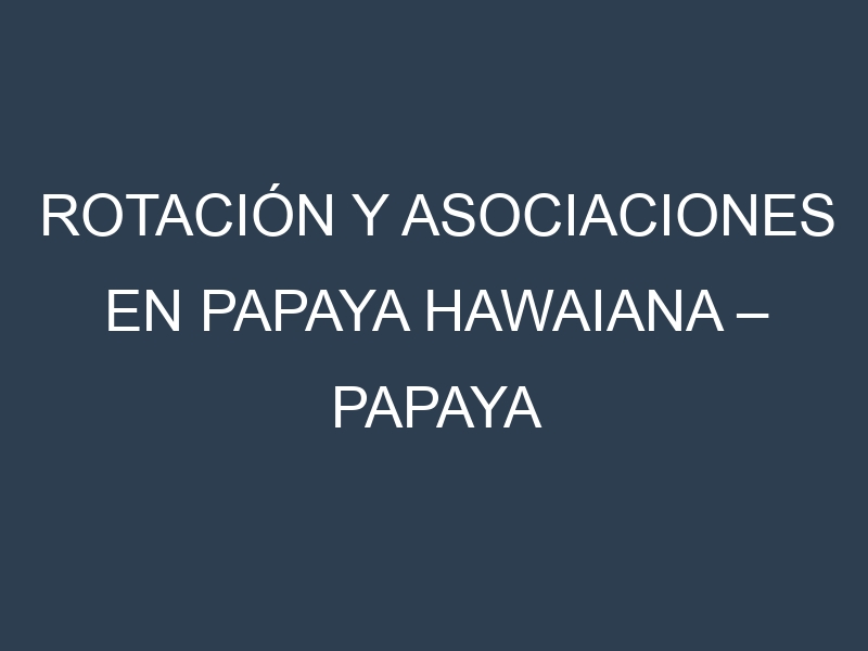 Rotación y Asociaciones en Papaya hawaiana – Papaya Sunrise. Estrategias de rotación y Beneficios de las asociaciones de cultivos.