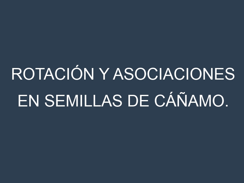 Rotación y Asociaciones en Semillas de cáñamo. Estrategias de rotación y Beneficios de las asociaciones de cultivos.
