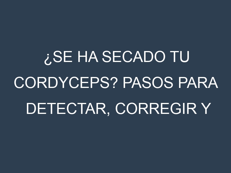 ¿Se ha secado tu Cordyceps? Pasos para Detectar, Corregir y Prevenir.