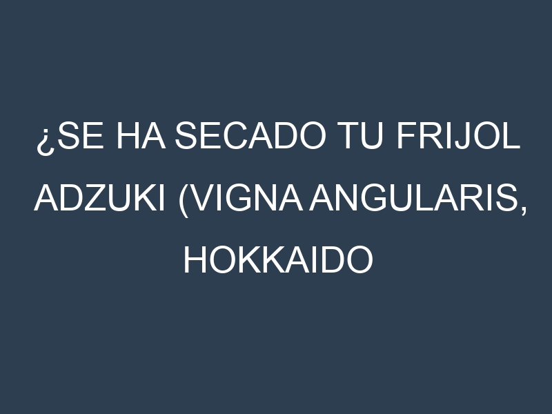 ¿Se ha secado tu Frijol adzuki (Vigna angularis, Hokkaido Adzuki, Takara, Kuro Adzuki, Japanese Red)? Pasos para Detectar, Corregir y Prevenir.
