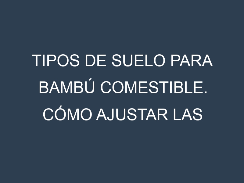 Tipos de suelo para Bambú comestible. Cómo ajustar las condiciones del suelo.