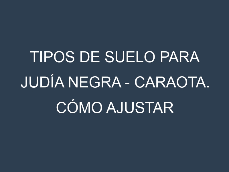 Tipos de suelo para Judía negra – Caraota. Cómo ajustar las condiciones del suelo.