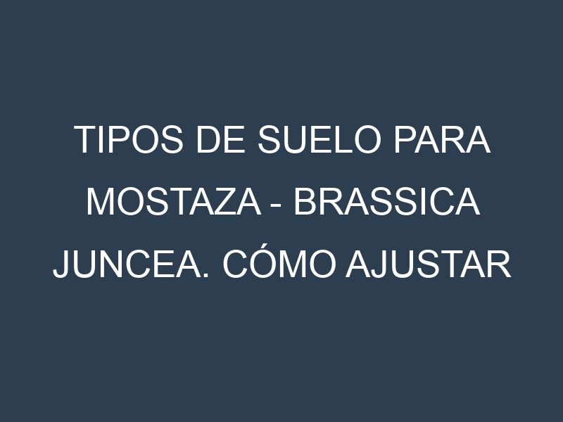Tipos de suelo para Mostaza – Brassica juncea. Cómo ajustar las condiciones del suelo.