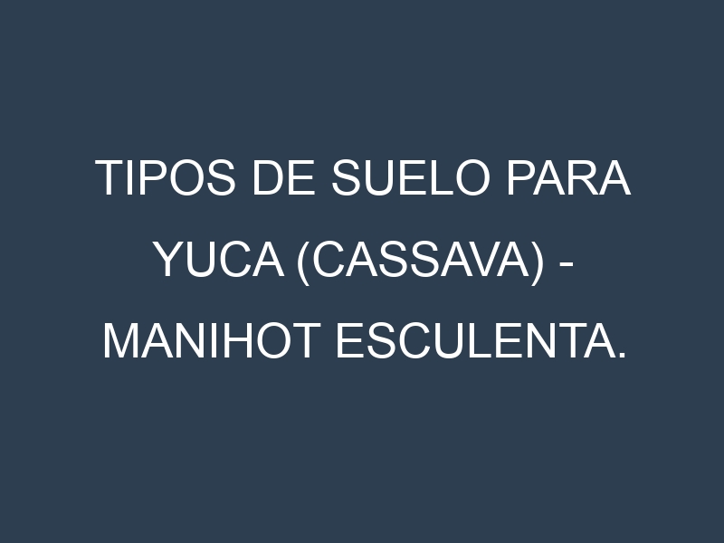 Tipos de suelo para Yuca (cassava) – Manihot esculenta. Cómo ajustar las condiciones del suelo.