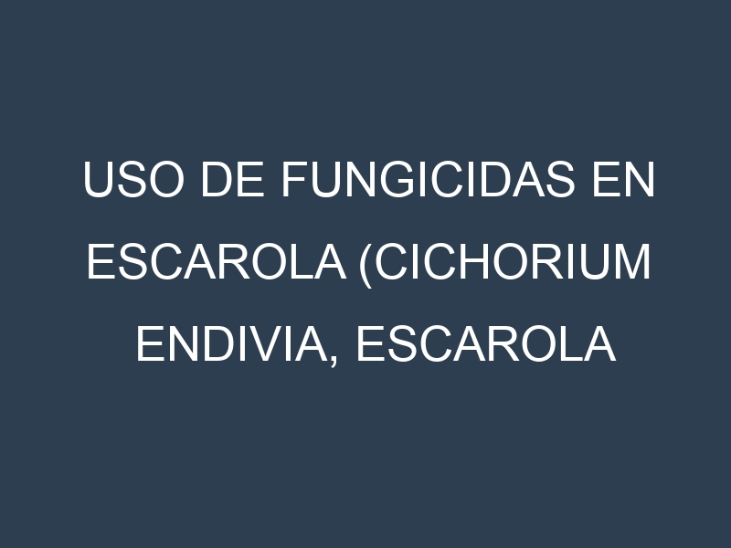 Uso de Fungicidas en Escarola (Cichorium endivia, Escarola rizada, Escarola de hoja lisa): Todo lo que Necesitas Saber